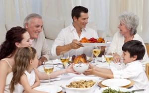 Family having a big dinner at home